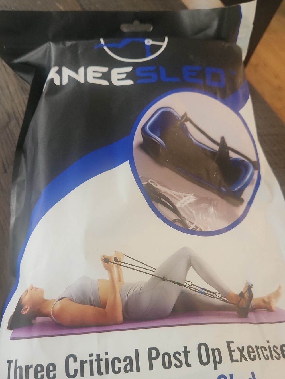 Knee Sled Post-Op Exercise Device in Black & Blue